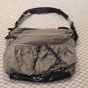 Sondra Roberts Green and Black Shoulder Bag with Adjustable Strap